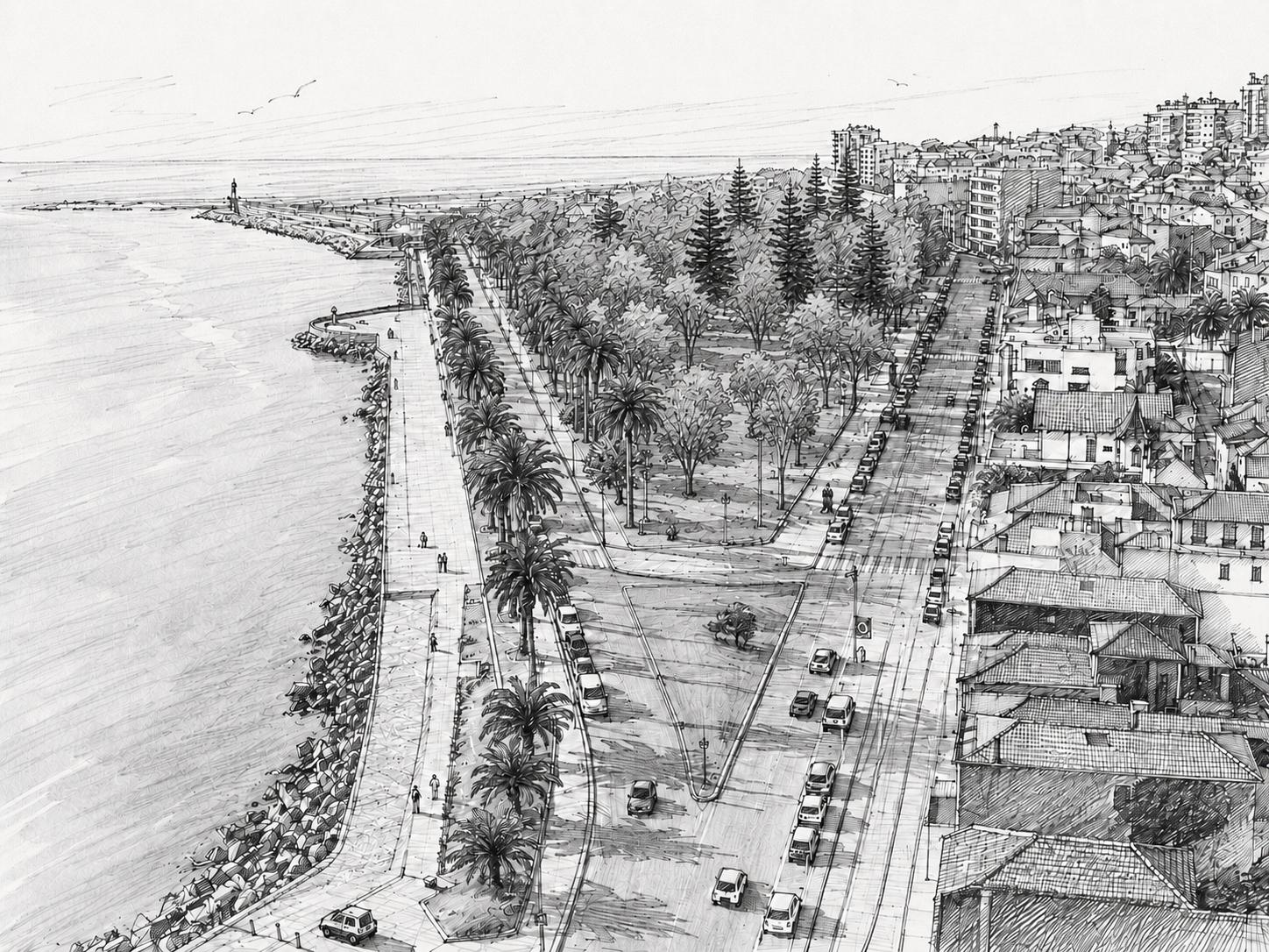 Vista costeira de uma cidade portuguesa